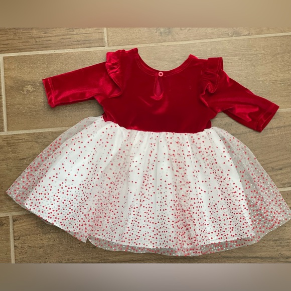 Mia & Mimi Target 3-6m Baby Girl Red Velvet long Sleeve White Skirt Dress - Picture 7 of 16